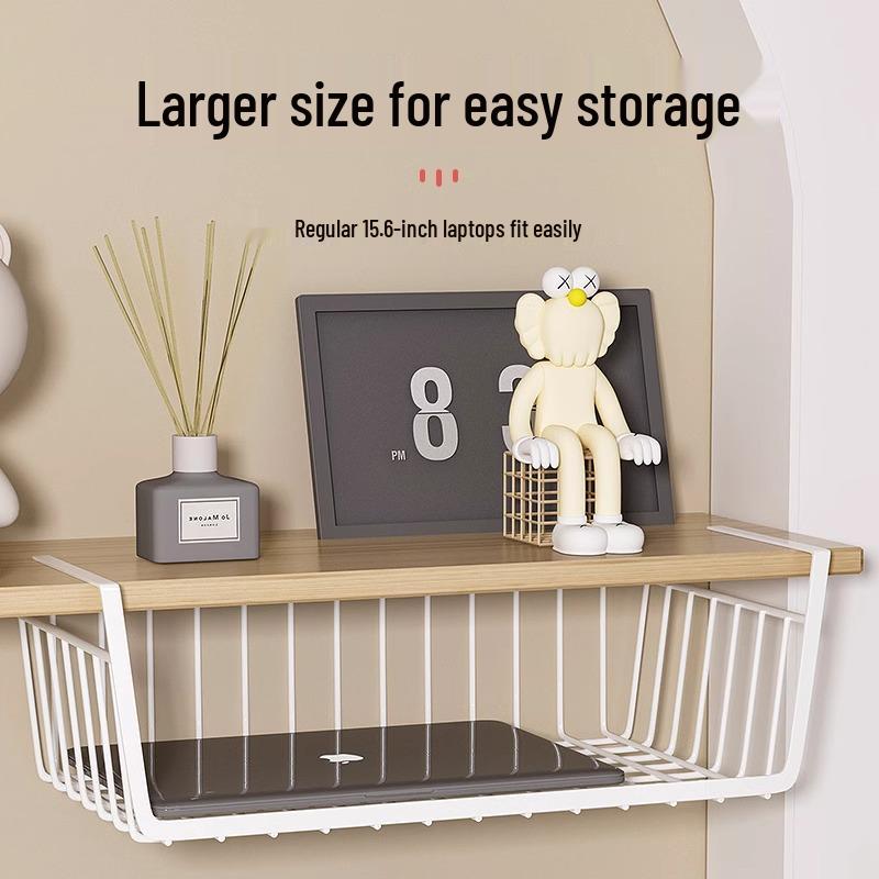 Under-Desk Hanging Basket: Space-Saving Shelf for Dorms and Wardrobes