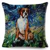 Both Sided Starry Sky Dog Cushion Cover Decor Oil Painting Cartoon Pet Animal Pillow Case for Sofa Home  Linen Pillowcase,(2)