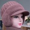 Middle aged and Elderly Women's Mink Velvet Ear Protection Woolen Hat Women's Winter Hat Scarf Set Warm Knitted Hat Peaked Cap