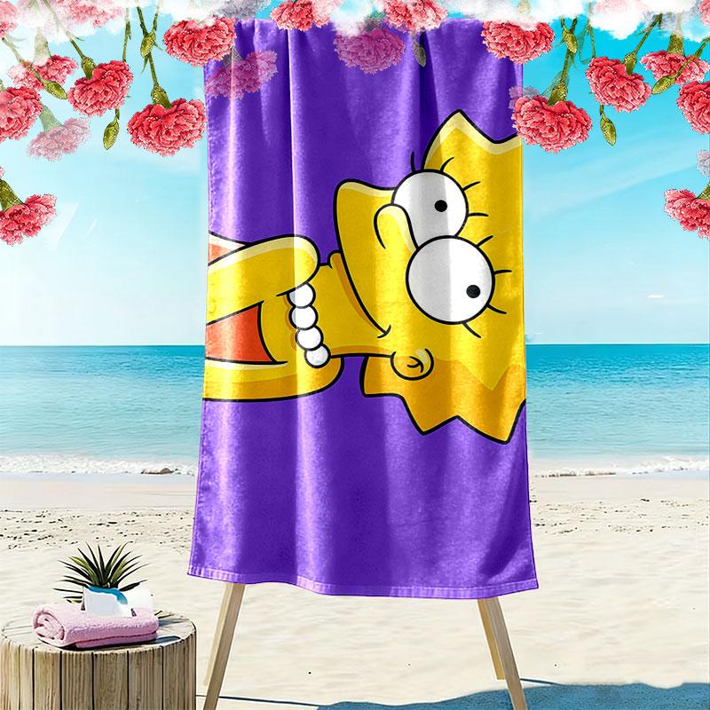 Lisa Simpson Print Beach Towel, Large Soft Quick Dry Towel for Beach Camping Swimming