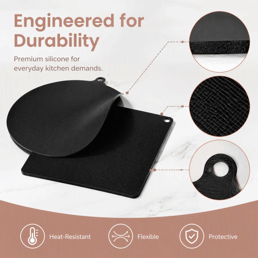 5PCS Round Heat Insulated Pad Black Scratch Proof Pad Cook Top Non Slip Pad Stove Top Protection