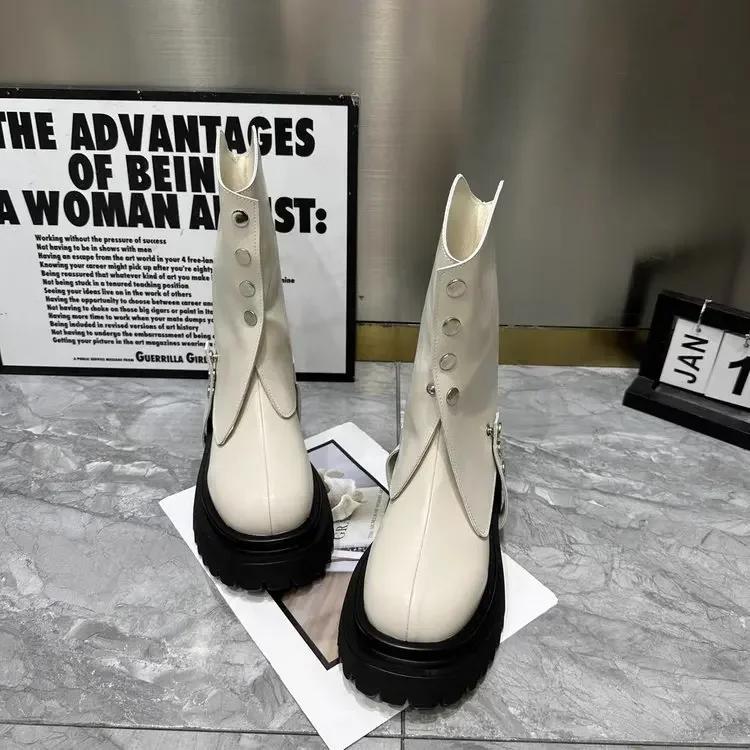 

Модные Модные Мотоциклетные Ботинки с Пряжкой Женские Осенние Зимние Ботильоны Из Искусственной Кожи Женские Ретро Заклепки Кисточки Вестерн Ковбойские Сапоги 2024 35