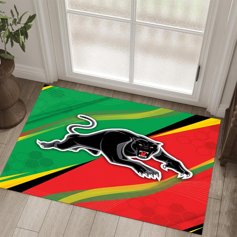 Penrith Panthers Design Kristall Samt Teppich Gemütlich Non?Rutschfester Teppich mit Aufdruck für Schlafzimmer Wohnzimmer Eingang