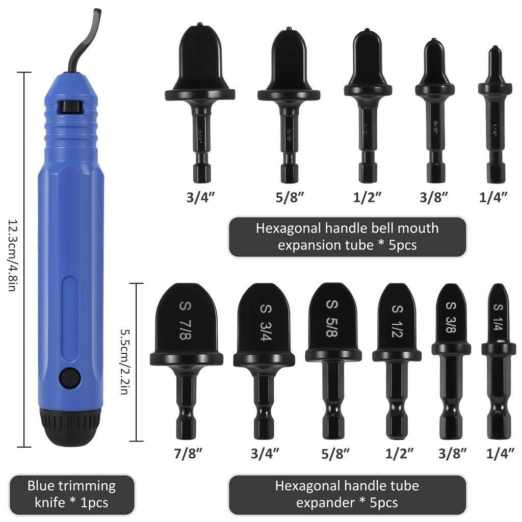 Copper Pipe Cutter Expander Drill Bit Tools and Deburring Kit Air Conditioner Tube Expander Swaging Tool Manual Pipe Swage Repai