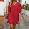 Summer Dresses for Women V Neck Ruffle Sleeve Mini Sundress Casual Loose Boho Beach Vacation Shift Dress