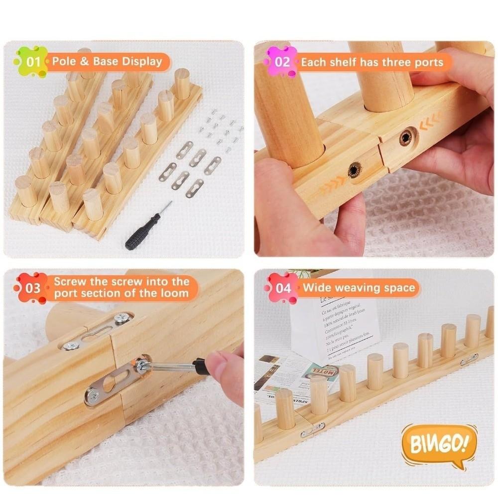 Adjustable Chunky Blanket Loom Kit Handmade Craft with Installation Tools Wooden Knitting Loom Multi-Size Hand Knitting Tool