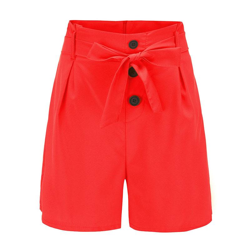 

High Waisted Women Button Shorts Summer Pants Short Hot Up Loungewear Casual L червоний