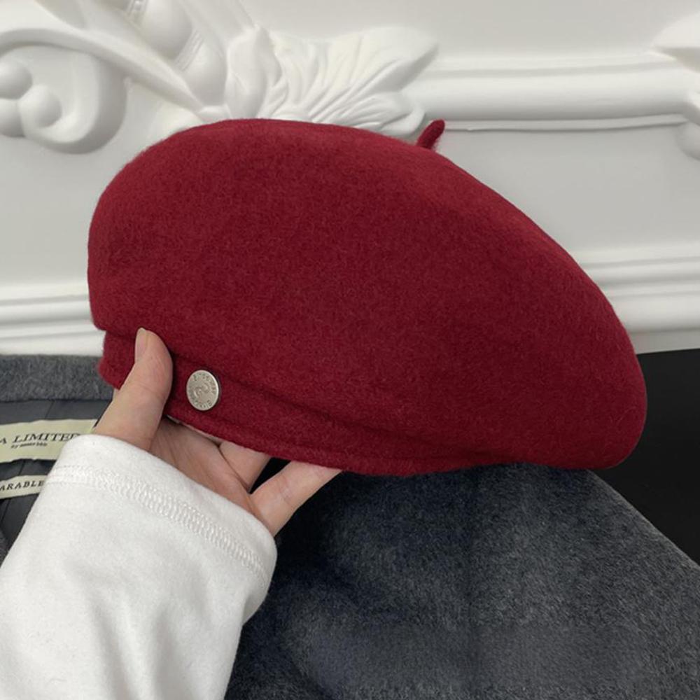 2025 Autumn Winter Women Wool Berets for Elegant Lady Versatile Female Painter Hats Solid Color Fashion Decorative Vintage Cap