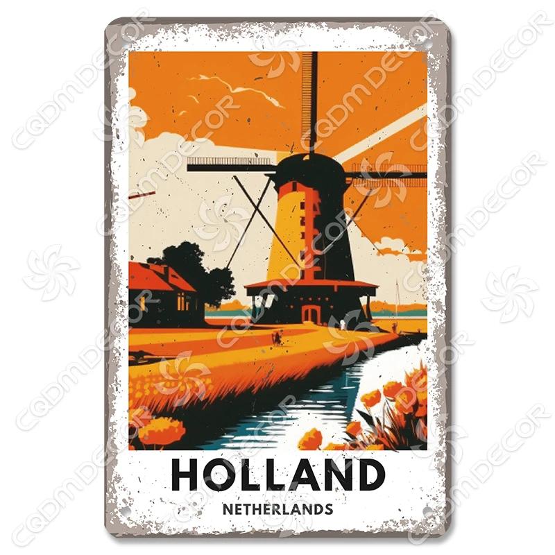 Scenografia della Capitale Insegna di Latta Piastra di Metallo Canada Messico Grecia Dubai Poster in Metallo Decorazione Murale Vintage per Caffè Soggiorno Casa