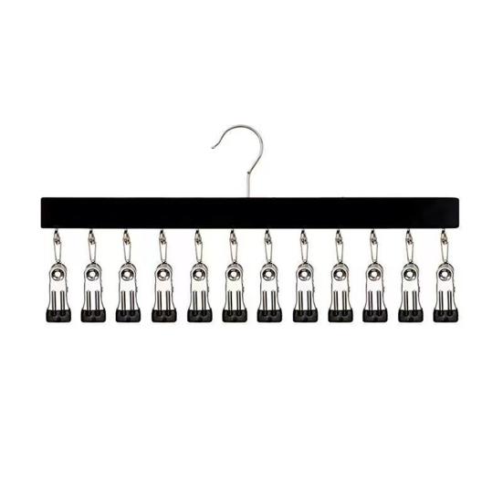 Schrank Hosenbügel mit 12 Klemmen Platzsparend Schrank Organizer Spurloser Metall-Klipsbügel für Yogahosen Leggings Jeans Röcke