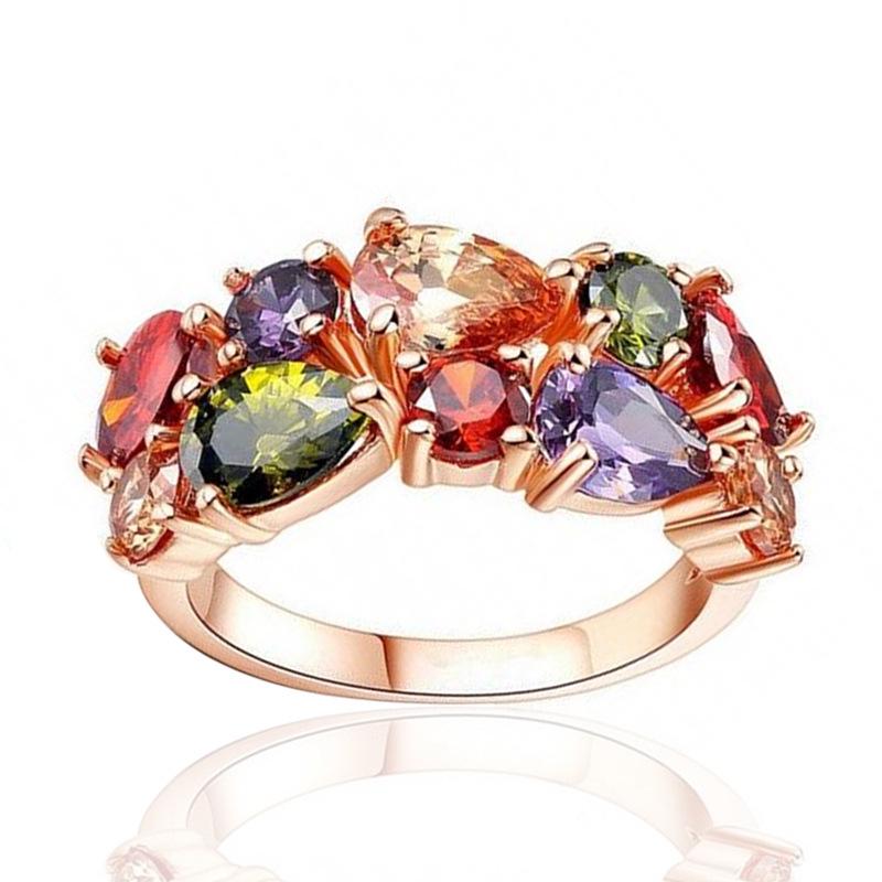 Cao Shi Colorful Zircon Mona Lisa Temperament Ring - Japanese Korean Jewelry