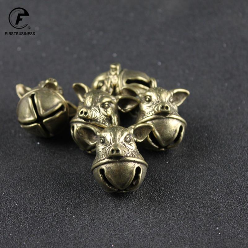 1Pcs Brass Copper Cute Little Pig Good Luck Tinkle Bell Charm for Bracelet & Anklet Jewelry Accessory Making & Pendant for Pet