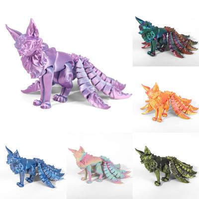 3D Printed Nine Tailed Fox Figurines Articulated Fox Figurines Flexible Joint Fox Miniatures Figurines Home Decoration Crafts
