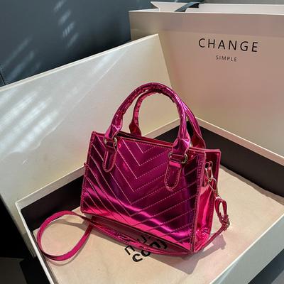 Fashion Trend Small Bag 2023 Laser Shiny Face Handbag Color Texture One Shoulder Crossbody Bag