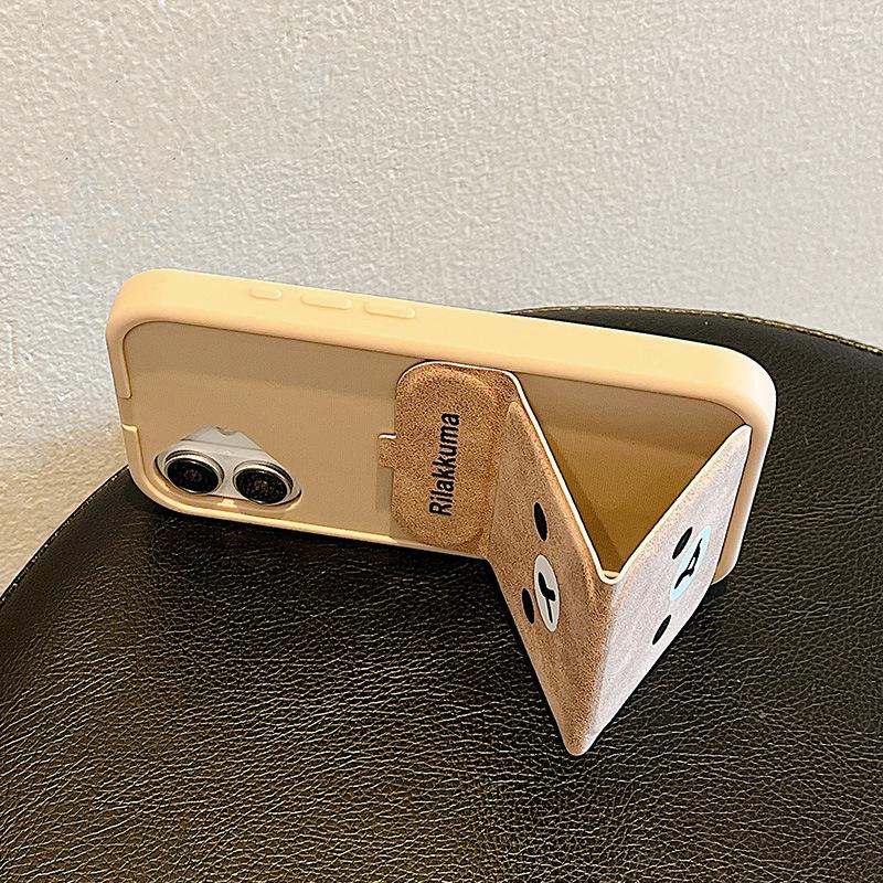 Autumn and Winter Cute Bear Expression for IPhone 16 Mobile Phone Case for IPhone 15 Promax Folding Stand 14/12/13