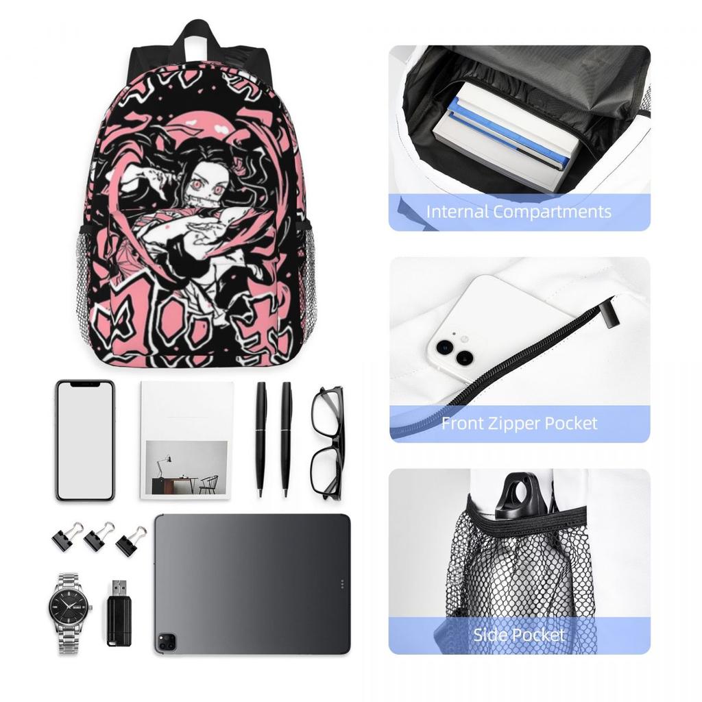 Demon Slayer Printed Lightweight Casual Schoolbag For School Outdoor Shopping Office 15inch