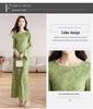 Green Field Slimming French Retro Bodycon Dress - Elegant Ribbed Long Sleeve