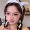 2025 Retro Polka Dot Rabbit Ear Bow Headband: Luxurious Wide Band Ribbon Hairpin for Women