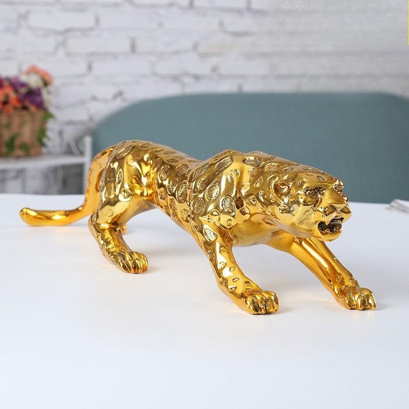 Lucky Leopard Decor Ornament for Office Living Room TV Wine Cabinet Decoration Opening Gift Leopard Mascot Home Decor Figurine