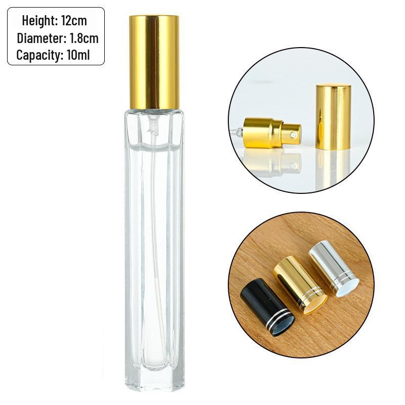 Square Clear Glass 10ml Screw-Top Perfume Atomizer Bottle with Rollerball