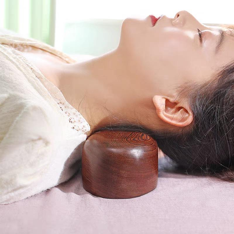 Rosewood Red Pear Neck Protection Wooden Massage Pillow