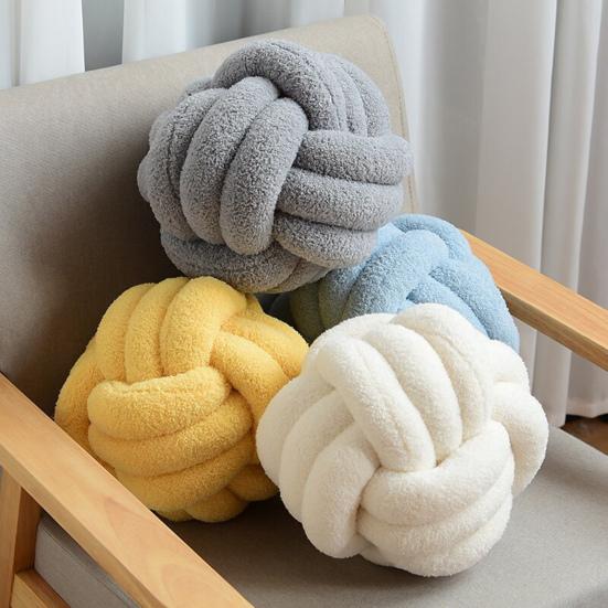 Pillow Manual Braided Knot Round Ball Shape Sherpa Elastic Sleeping Companion Sofa Couch Decoration Throw Pillow Photography Cushion