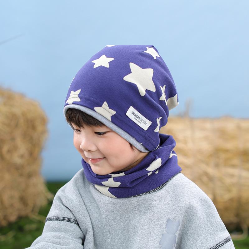 

Children s Double-Layer Cotton Hat & Neck Gaiter Set - Autumn/Winter A-Class Pull-On Style For ages 2-9