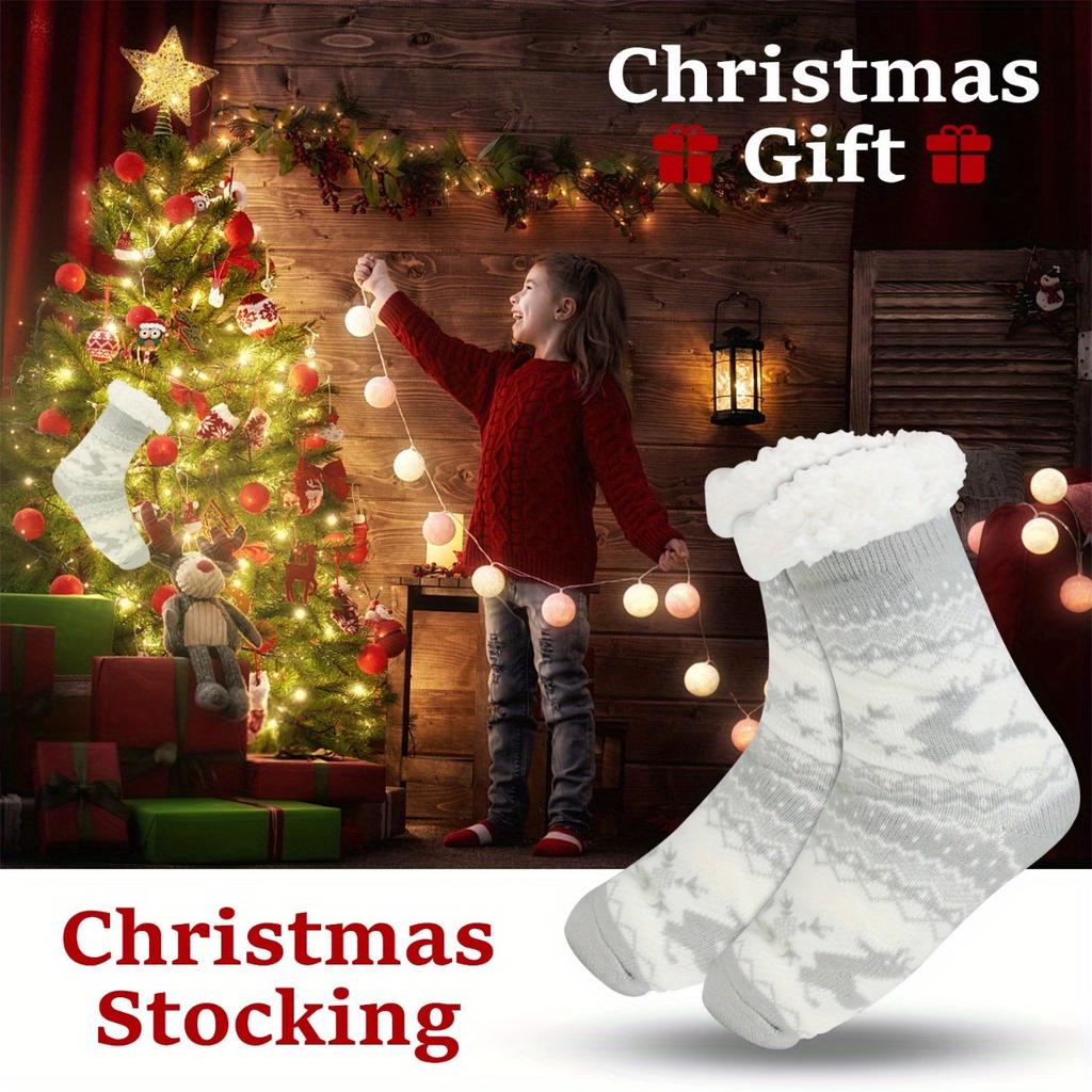 high qualityCozy Fuzzy Slipper Socks for Women - Non-Slip, Thick Lined Winter Warmth, Unique Pattern, Machine Washable - Perfect Christmas Gift,