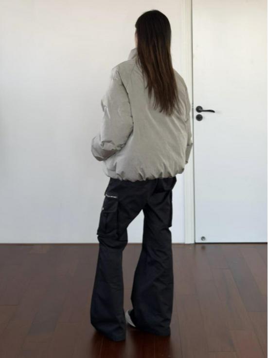 Unisex Winter-Autumn Stand Collar Puffer Jacket with Double Zipper and Trendy Design