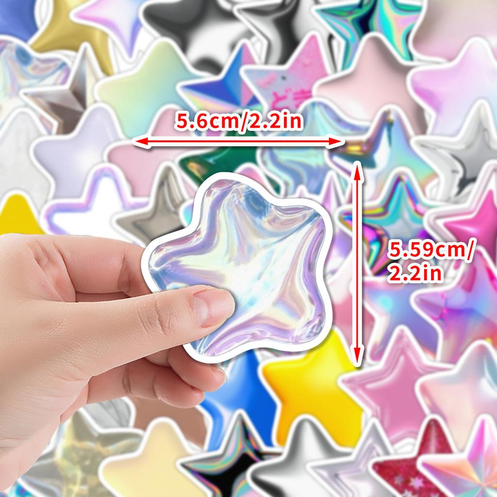 50 Sheets of 3D Three-dimensional Star Graffiti Stickers Creative Star Stickers Water Cup Mobile Phone Waterproof Decorative Stickers