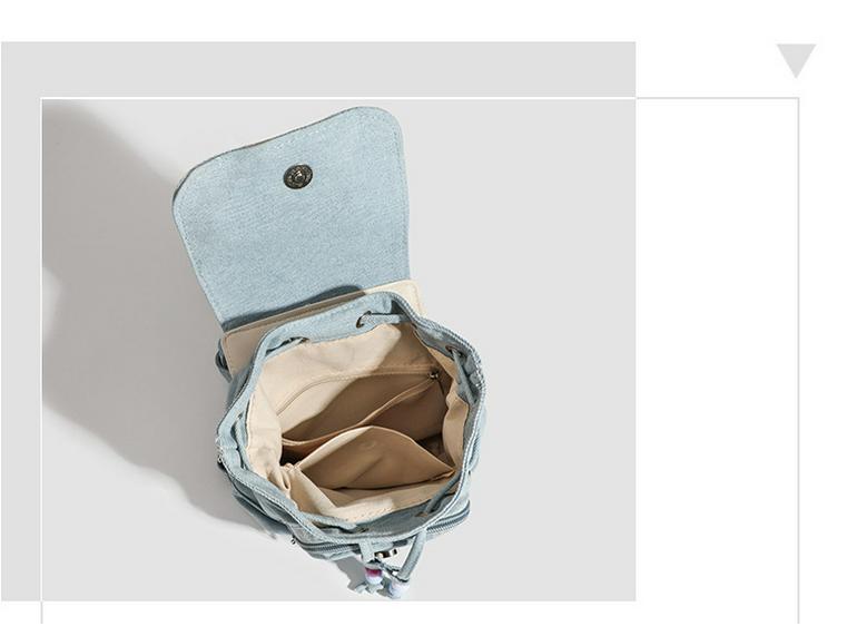 2025 Trendy Women's Denim Color Block Backpack - College Style Handbag & Shoulder Bag