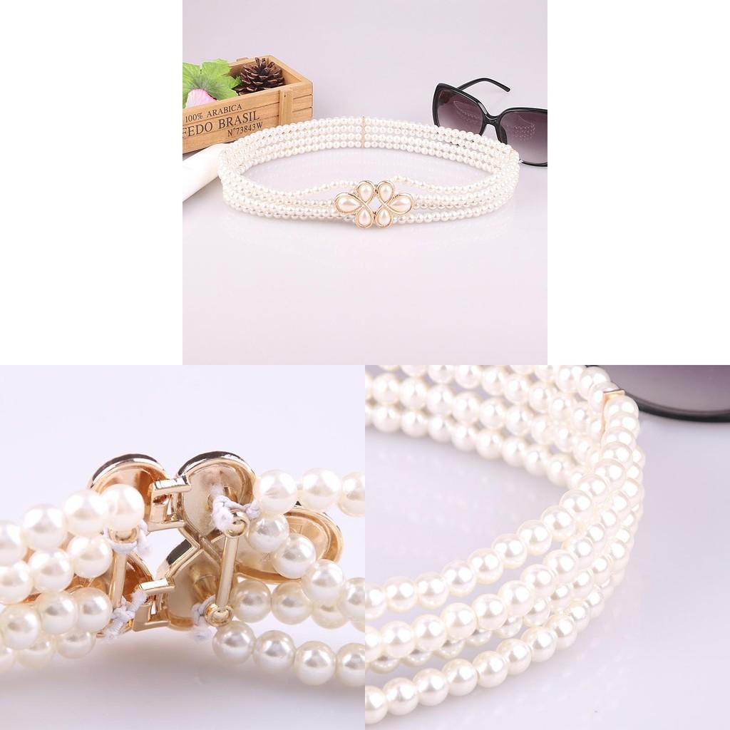 Pearl Flower Belt With Alloy Buckle For Womens Fashion And Dress Decor