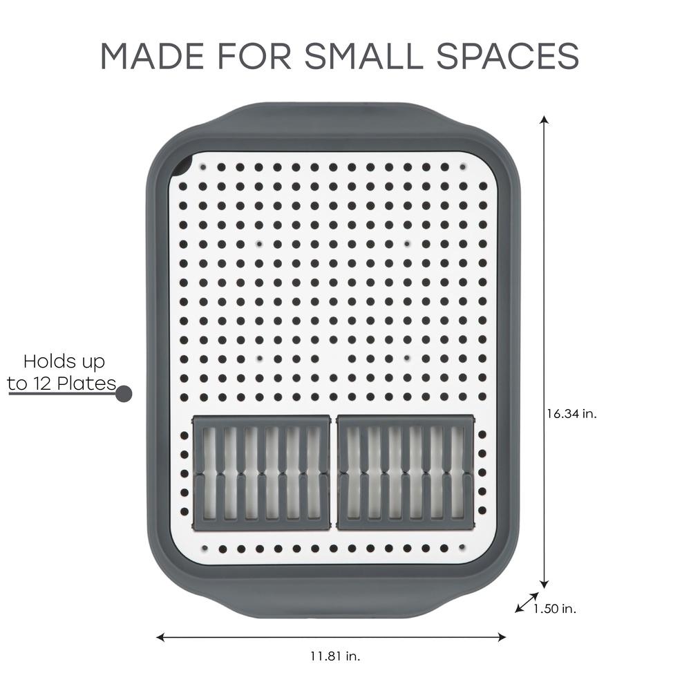 2 Tone Self Draining Dish Rack Slim Portable Kitchen Organizer Foldable Storage Rack Plates Cups Cutlery Space Saver