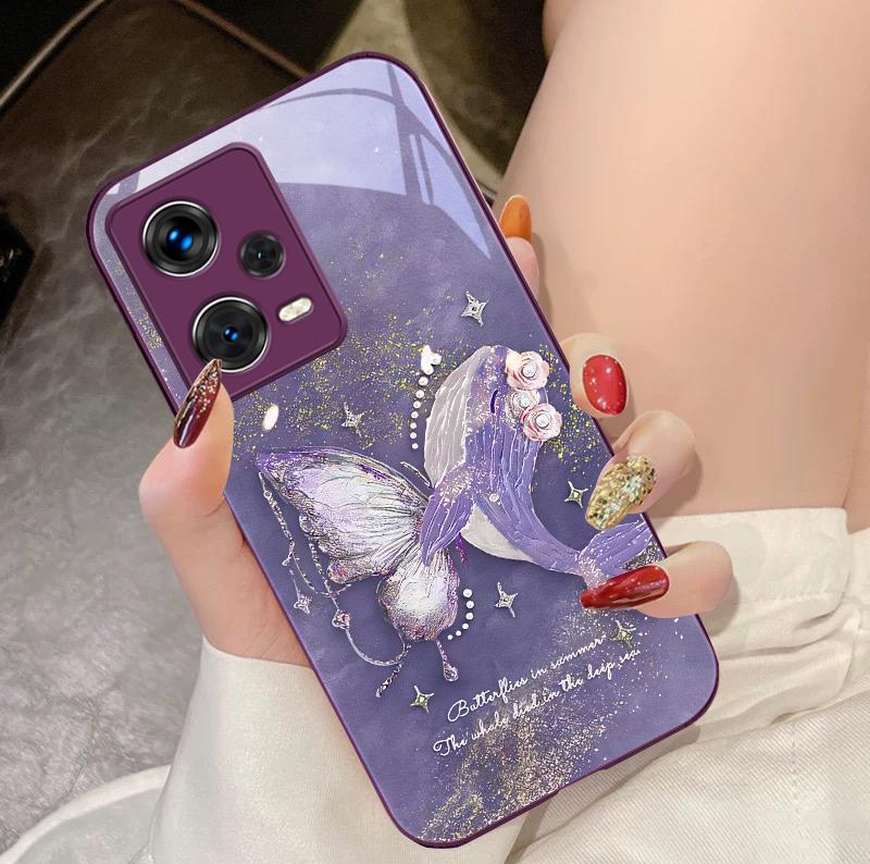 

Dreamy Butterfly Colors For Xiaomi 14 Ultra 13 Lite Redmi Note 13 11 Pro 12 Plus Poco X6 3 Pro F4 6 GT Tempered Glass Phone Case For Xiaomi Poco F6