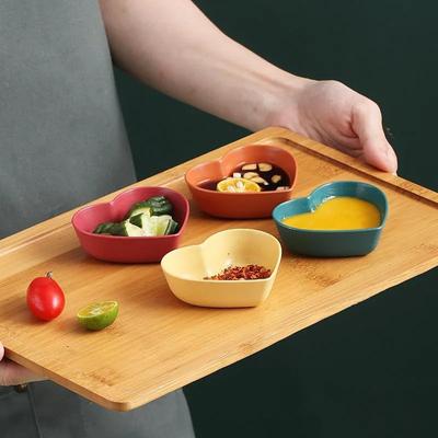 Heart Shape Wheat Straw Seasoning Dish Household Kitchen Creative Plastic Salted Cabbage Dish Dipped Snack Dishes Seasoning Dish