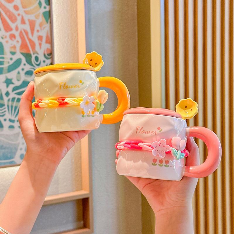 Uroczy kubek w kwiaty w pudełku prezentowym dla dziewczynek i dziewczyn, wartościowy prezent urodzinowy, praktyczny ceramiczny kubek pamiątkowy