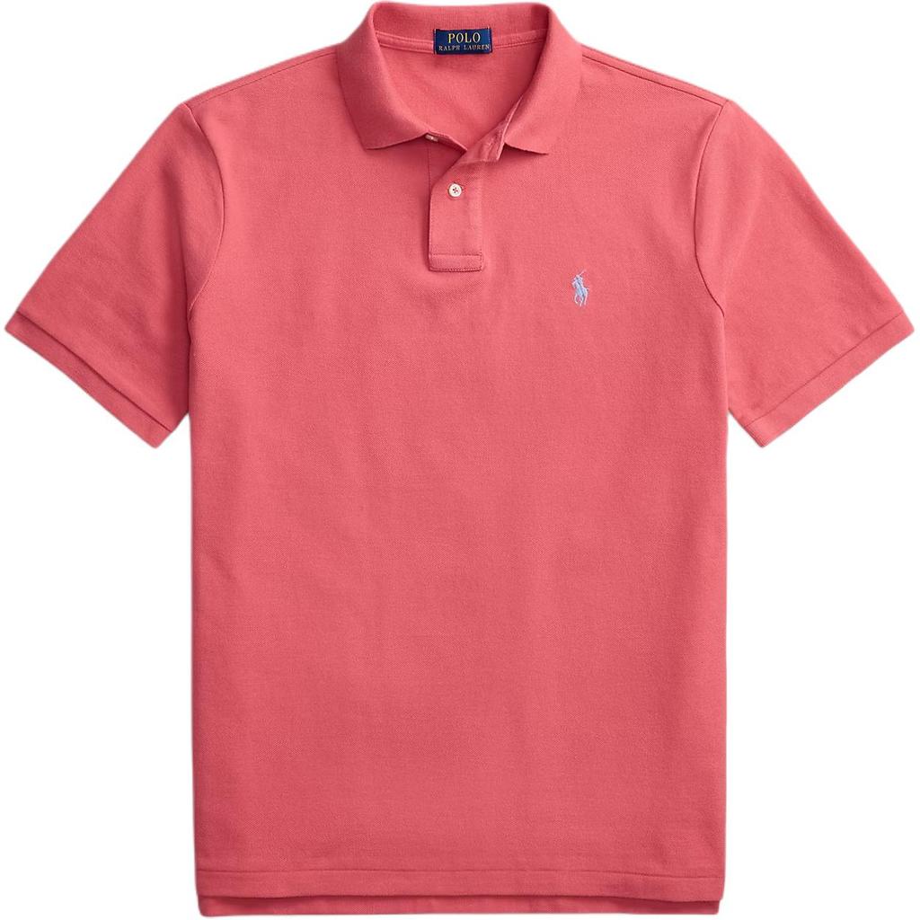 Polo Ralph Lauren Klasické pánské bavlněné polo triko s krátkým rukávem, jednobarevné, se dvěma knoflíčky, Světle červené 710534735-487