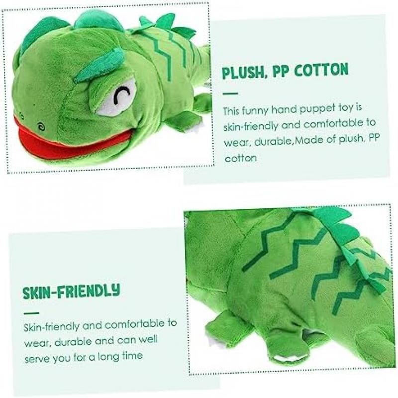 Moving Mouth Hand Puppet, Lizard Plush Hand Puppet Toy for Boys Girls, Early Learning Finger Puppet for Storytelling