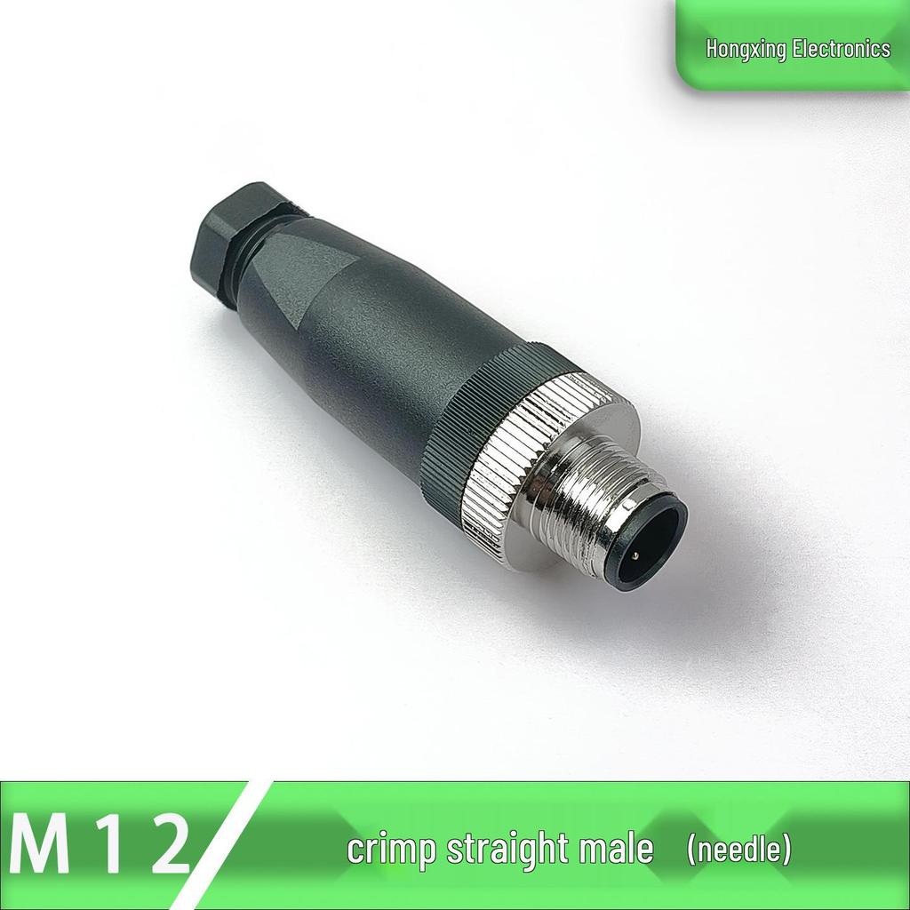 M12 Aviation Plug Crimp Type Male/Female Waterproof Connector: 2, 3, 4, 5, or 8 Pin, Straight/Right Angle.