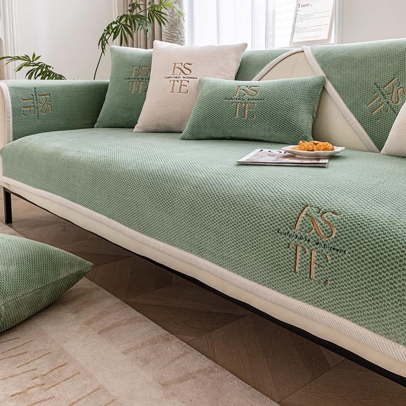 

Роскошный чехол для дивана в синельную клетку с белым краем, универсальные нескользящие диванные подушки для гостиной, подлокотники, полная посылка, чехол, подушка 70x70cm 1pcs