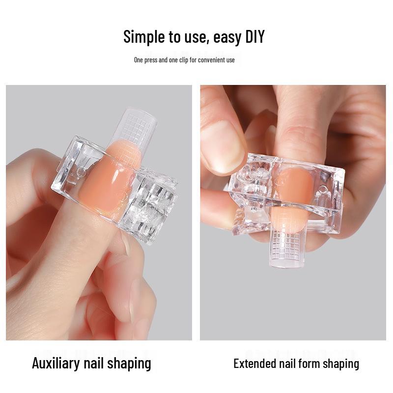 Nail Art Clear Form Shaping Clips: Pressure-Free Extension Gel Tools
