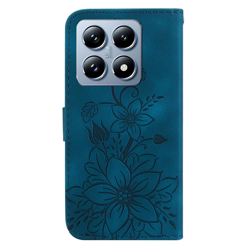 For Xiaomi 14T Case Lily Flower Imprint Leather Phone Cover with Stand