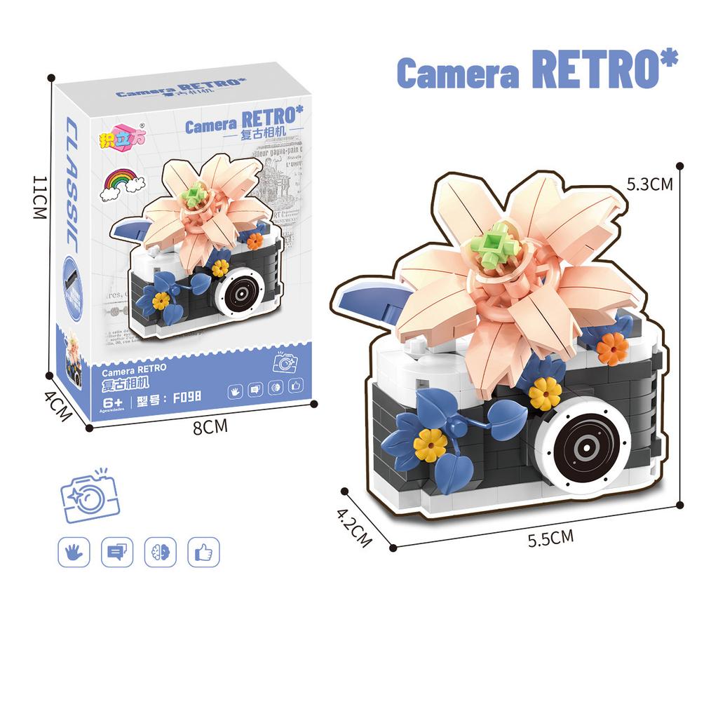 Non-Toxic Creative Camera&Flowers Building Blocks Diy Toys Small Particle Bricks Assembly Puzzle Toys For Kids Christmas Gifts