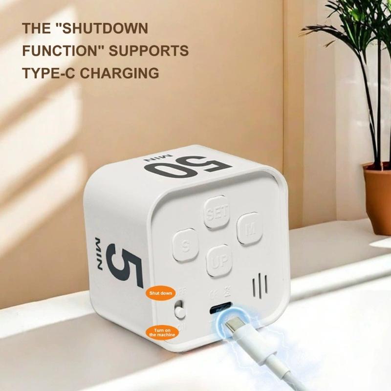 Gravities Sensors Countdown Study Timer with LED Display Rechargeable Cubes Shape Digital Timer Time Management Tool