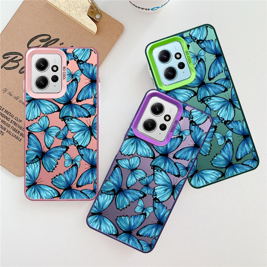 Case for Xiaomi Redmi Note 10Lite 10s 14 13 Pro Plus 12s 9s 11s 13 12 11 Pro Soft Shell Beautiful Blue Butterfly