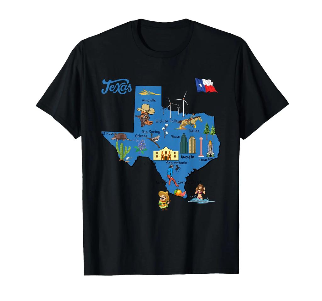 United States Map with States and Capital Cities Tee Shirt TShirt Men Women Summer Fashion Cotton Roundneck Shortsleeved Top