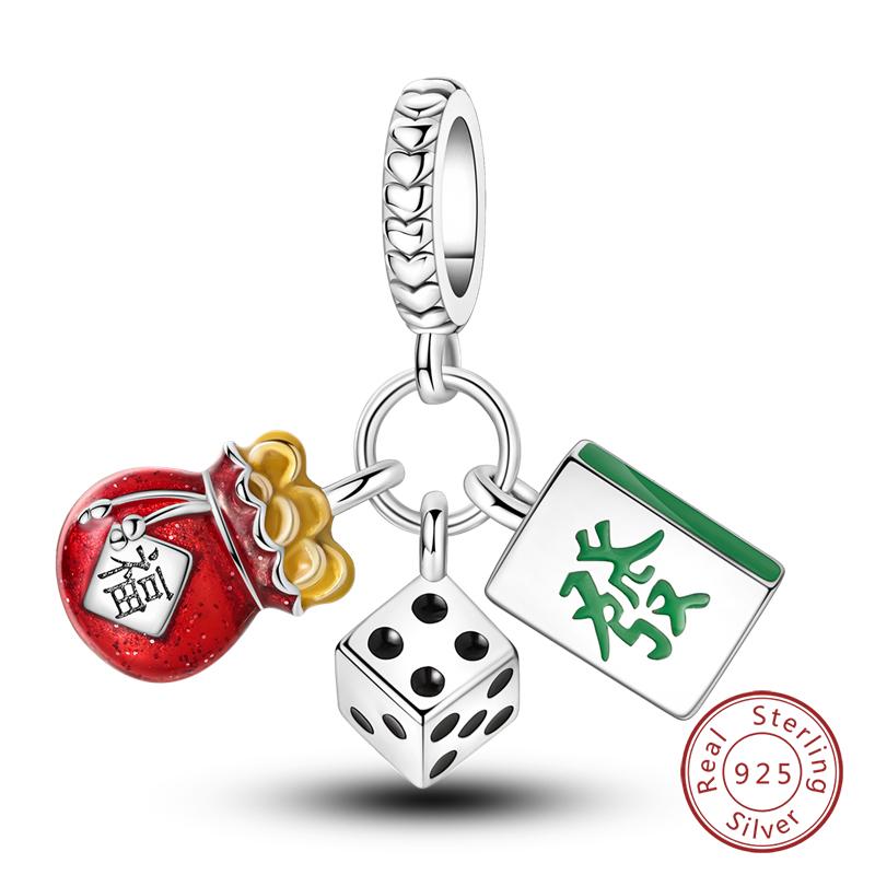 New Copper New Year Series Lucky Cat God Of Wealth Lion Dance Pendants Charms Beads Fit Diy Bracelets Jewelry Gift