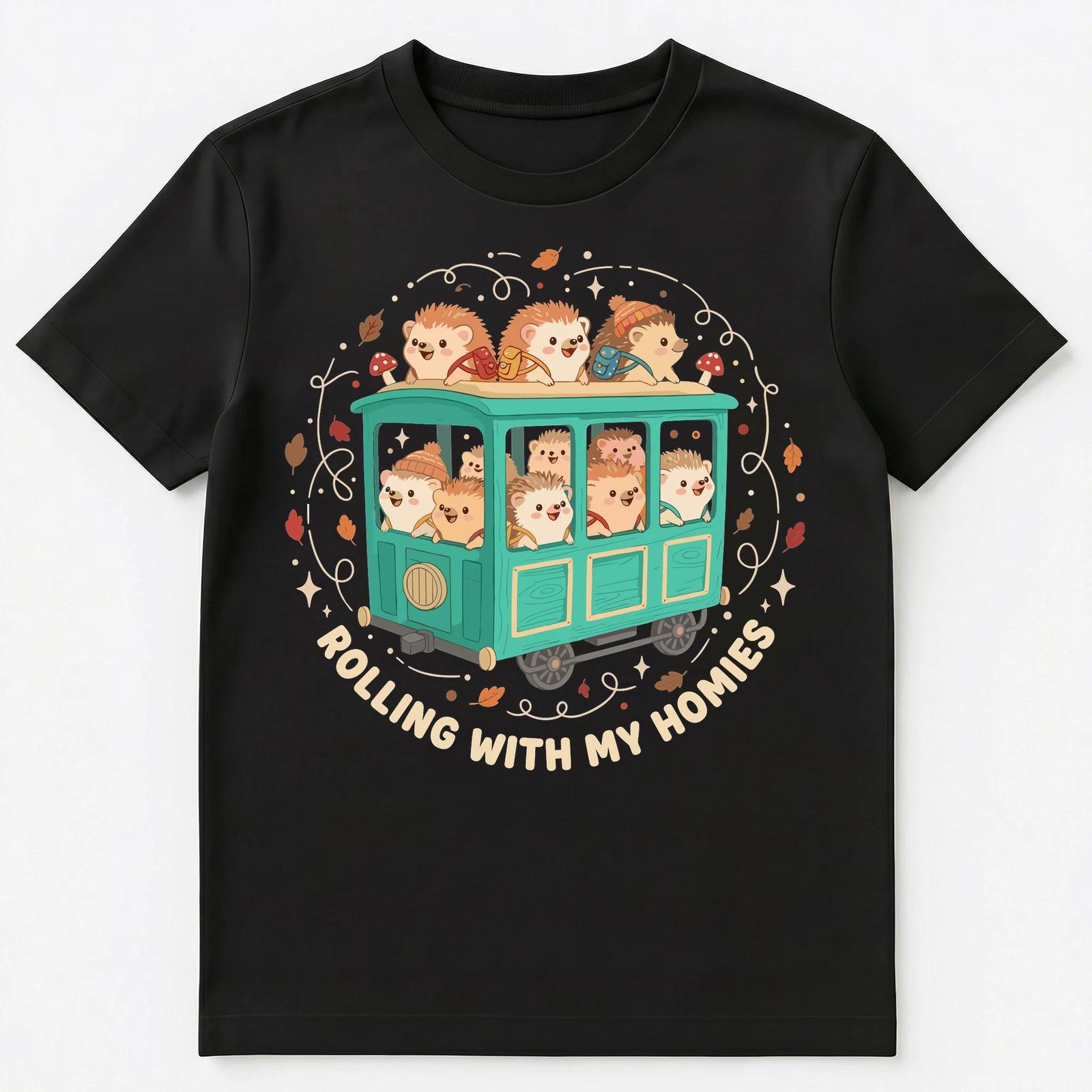 Hedgehog Enthusiast Friends Train Rolling Animals Unisex T-Shirt L