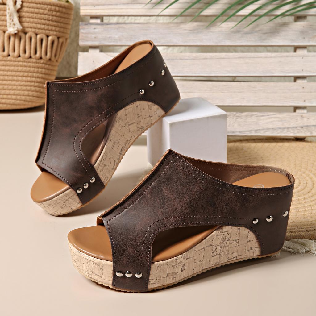Fashion Women Summer Retro Peep Toe Wedges Casual Slippers Slides Women Retro Women Slippers Roman Open Fashiopn Toe Platform Sandals
