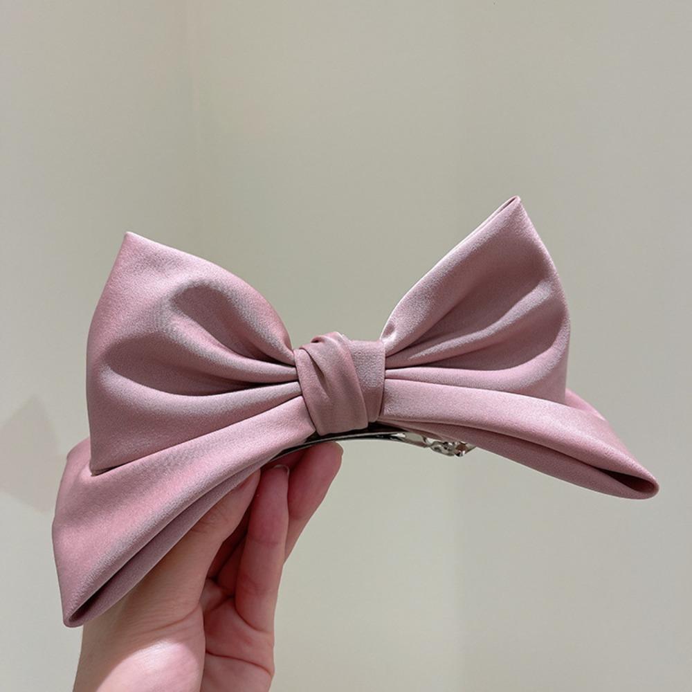 Cute 3D Bow Princess Hairpin Large Bow Solid Color Ponytail Braid Claw Clip Hair Accessories Girls
